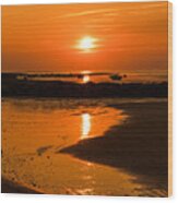 Orange Sunset At Yarmouth Beach Wood Print