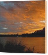 Orange Sunset Glow Wood Print