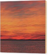 Orange Sunset On The New Jersey Shore Wood Print