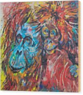 Orangutan Joyful Ride Wood Print