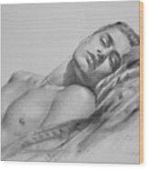 Original Drawing  Art Male Nude Men Gay Interest Boy On Paper #11-02-01 Wood Print