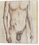 Original Painting Of A Nude Male Torso Wood Print