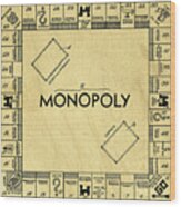 Original Patent For Monopoly Board Game Square Wood Print