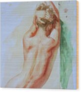 Original Watercolour Painting  Naked Girl On Paper #16-5-11-01 Wood Print