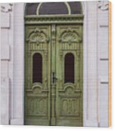 Ornamented Gates In Olive Colors Wood Print