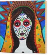 Our Lady Of Guadalupe Dia De Los Muertos Wood Print