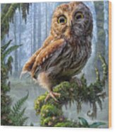 Owl Perch Wood Print