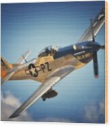 P-51 Mustang Hell Er Bust Wood Print