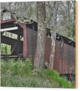 Pa Country Roads - Esther Furnace Covered Bridge Over Roaring Creek No. 6a-alt - Columbia County Wood Print