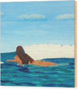 Paddle Out Surfer Girl Wood Print