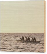 Paddlers Silhouetted Wood Print