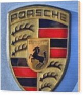 Painting Of Porsche Badge Wood Print