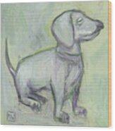 Pale Green Doxie Wood Print