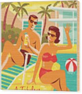 Palm Springs Poster - Retro Travel Wood Print