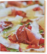 Pancetta Parmesan And Arugula Pizza Wood Print