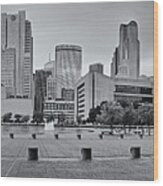 Panorama Of Dallas Skyline From City Hall - North Texas Wood Print