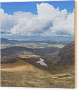 Panorama Of Valleys And Mountains In County Kerry On A Summer Da Wood Print