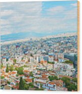Panoramic View At Athens Greece Wood Print