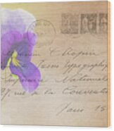 Pansy Postcard Wood Print