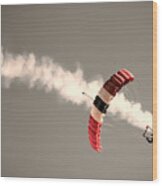 Parachuting In Wood Print