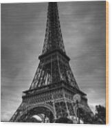 Paris - Eiffel Tower 004 Bw Wood Print