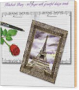 Paris Nights Journal For Notes Diary Memoirs Wood Print