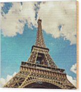 Paris Photography - Eiffel Tower Blue Wood Print