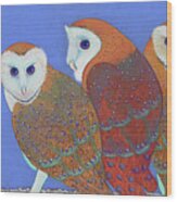 Parliament Of Owls Wood Print