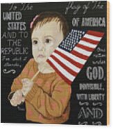Patriotic Baby Girl Wood Print