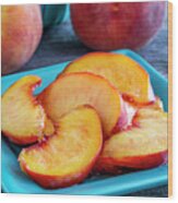 Peaches For Lunch Wood Print