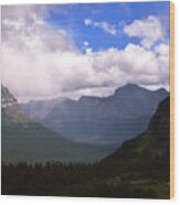 Peaks And Valleys Glacier National Park Wood Print