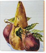 Pear And Apples Wood Print