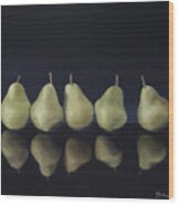 Pears In Black Wood Print