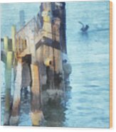 Pelicans On The Waterfront Wood Print