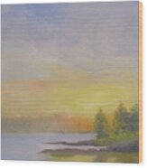 Pemaquid Beach Sunset Wood Print