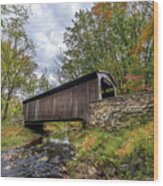 Pennsylvania Covered Bridge In Autumn Wood Print