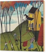 Perfect Day - Folk Art Country Landscape Wood Print