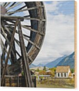 Perry Creek Water Wheel In The Eighteen Hundreds Town Of Fort Steele Bc Canada Wood Print