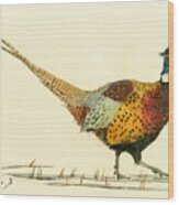 Pheasant Bird Art Wood Print