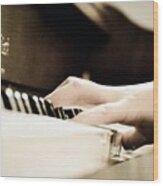 Pianist Wood Print