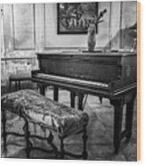 Piano At Josie's House Bw Wood Print