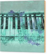 Piano Keyboard Watercolor Wood Print