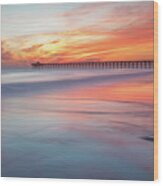 Pier Sunset Wood Print