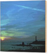 Pigeon Point Lighthouse Green Flash Sunset, Pescadero California, Abstract 2 Wood Print
