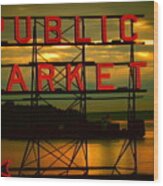 Pike Place Public Market Wood Print