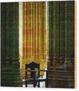Pillars And Chair At Mont St Michel Wood Print