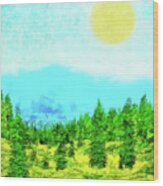 Pine Tree Mountain Blue - Shasta California Wood Print