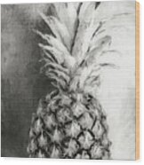 Pineapple Black And White Wood Print