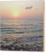 Pink And Purple Sunset Over Grand Cayman Wood Print