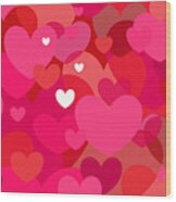 Pink Hearts Wood Print